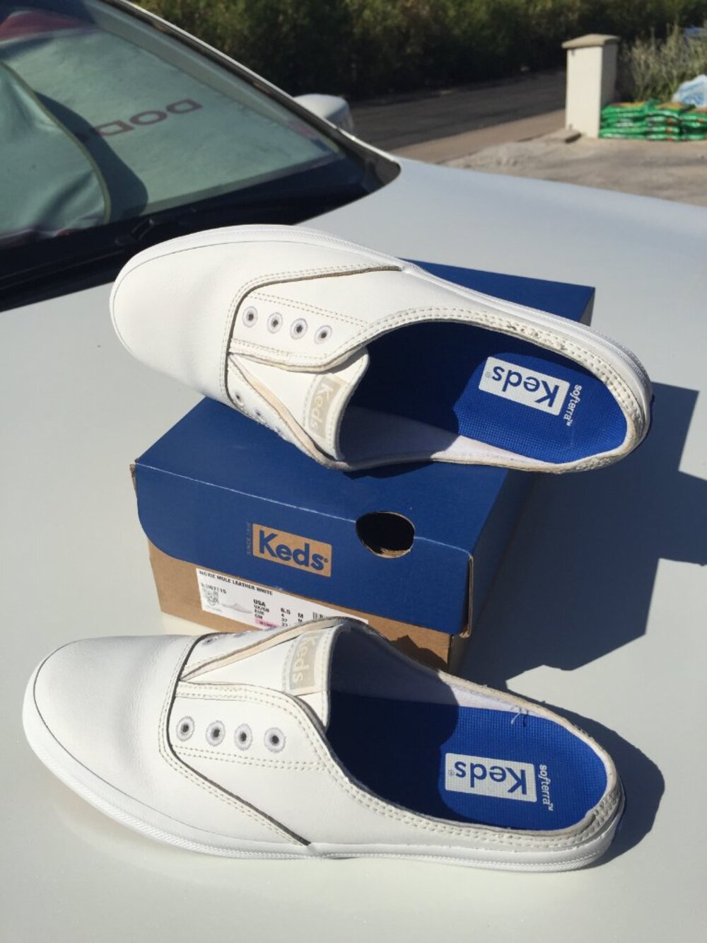 Keds Moxie White Leather Mules Slip on Fashion Sneakers Women’s Casual, Size 6.5